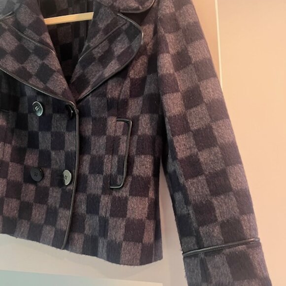 Per Se, Navy & Gray Checkered Wool Jacket, Size 4 - Picture 7 of 11